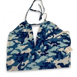 Deadstock Y2K Camo Blue Halter Top 2000s Streetwear
